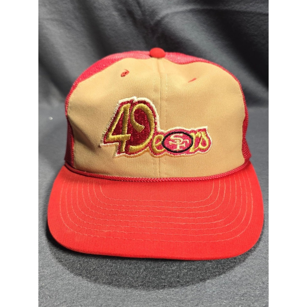 Vintage 49ers Trucker Hat NFL‎ Licensed Adjustable Snap Back Cap 80s 90s YA